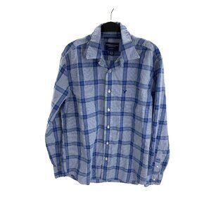 American Eagle Mens M Blue Plaid Button Down Long Sleeve Casual Shirt Cotton